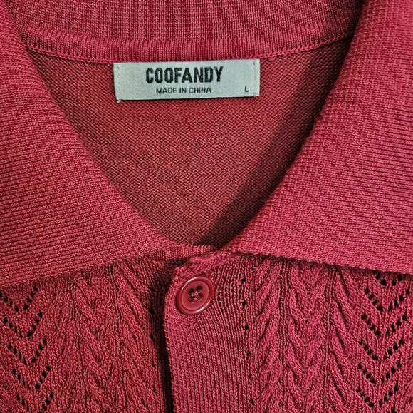 Coofandy Button-Up Knit Shirt, Large - Picture 4 of 4